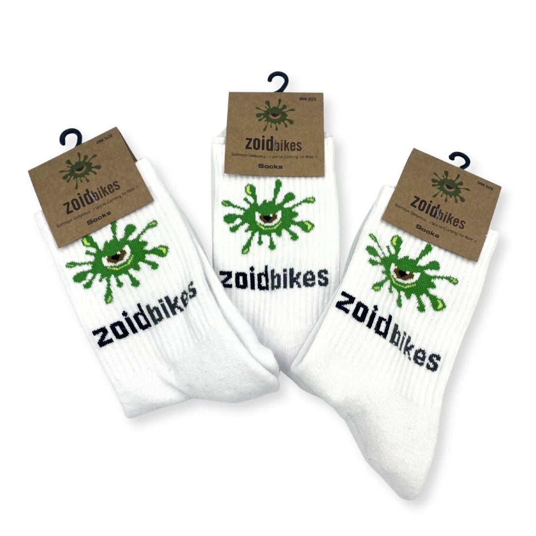 Zoıd Logo 3'Lü Paket Çorap-Socks Beyaz Unısex